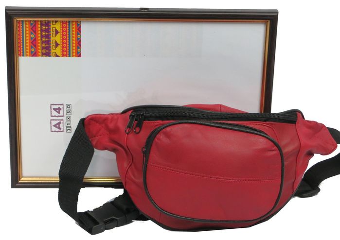 Мужская кожаная поясная сумка Cavaldi 903-353 красная купить недорого в Ты Купи