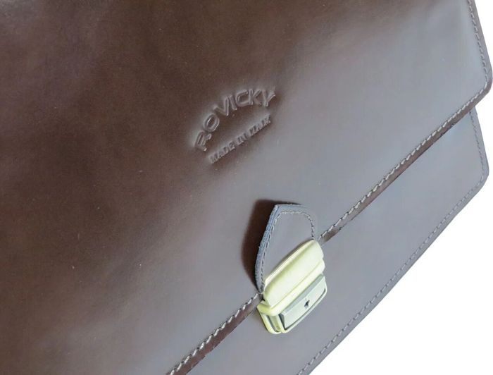 Чоловічий коричневий портфель з натуральної шкіри Rovicky AWR-2-2 купити недорого в Ти Купи