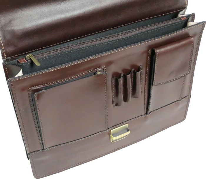 Мужской коричневый портфель из натуральной кожи Rovicky AWR-2-2 купить недорого в Ты Купи