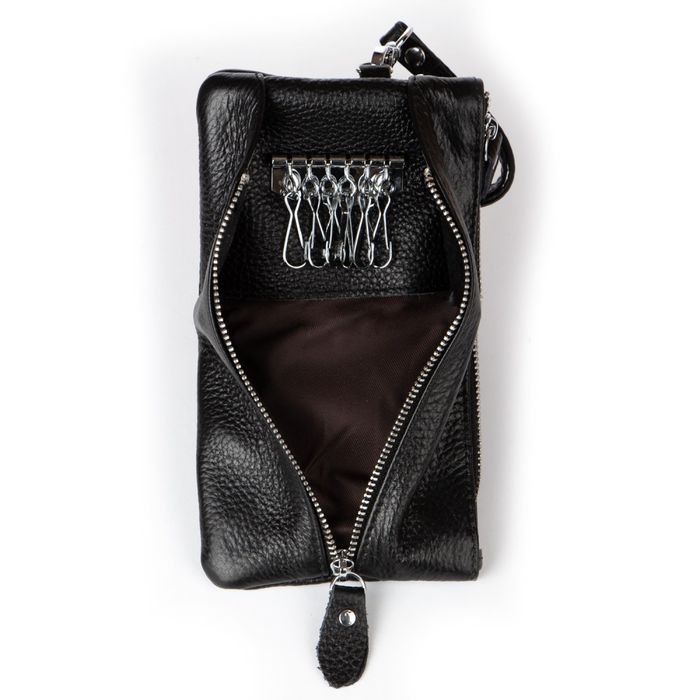 Женская кожаная косметичка-клюлчница Cosmetic bag 6001-A black купить недорого в Ты Купи