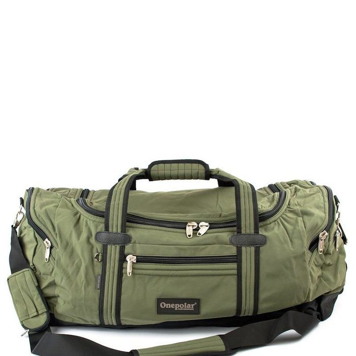 Зеленая вместительная спортивно-дорожная мужская сумка ONEPOLAR купить недорого в Ты Купи