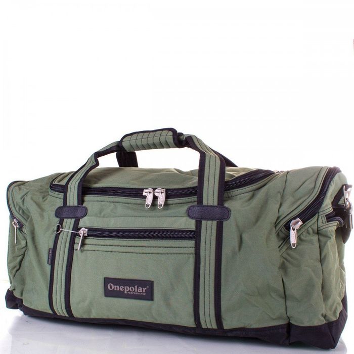 Зеленая вместительная спортивно-дорожная мужская сумка ONEPOLAR купить недорого в Ты Купи