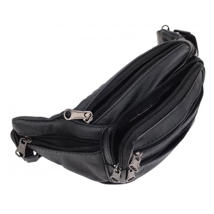 Чоловіча шкіряна сумка на пояс Borsa Leather 1t166m-black купити недорого в Ти Купи