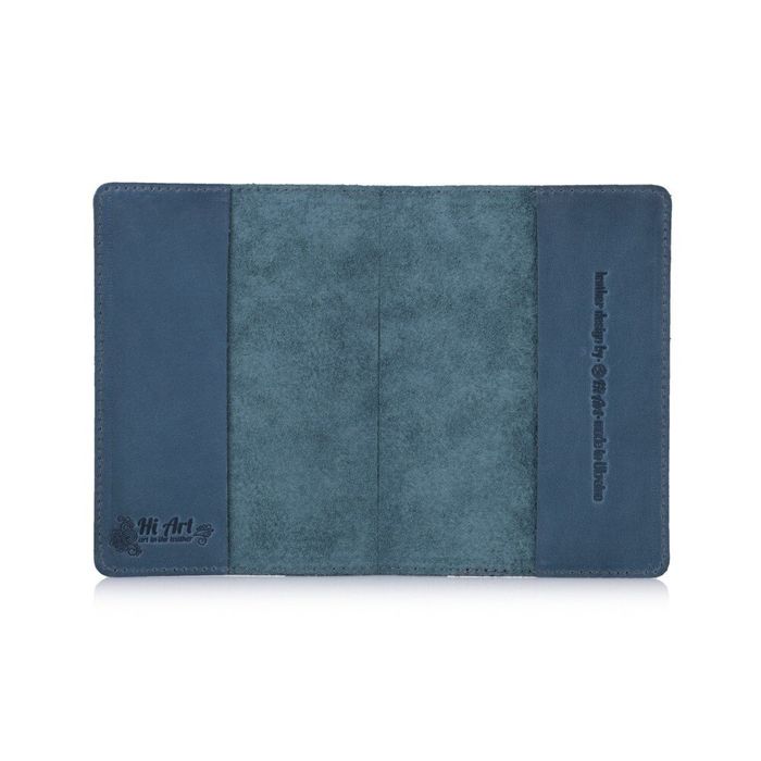 Шкіряна обкладинка на паспорт HiArt PC-01 Mehendi Art синя Синій купити недорого в Ти Купи