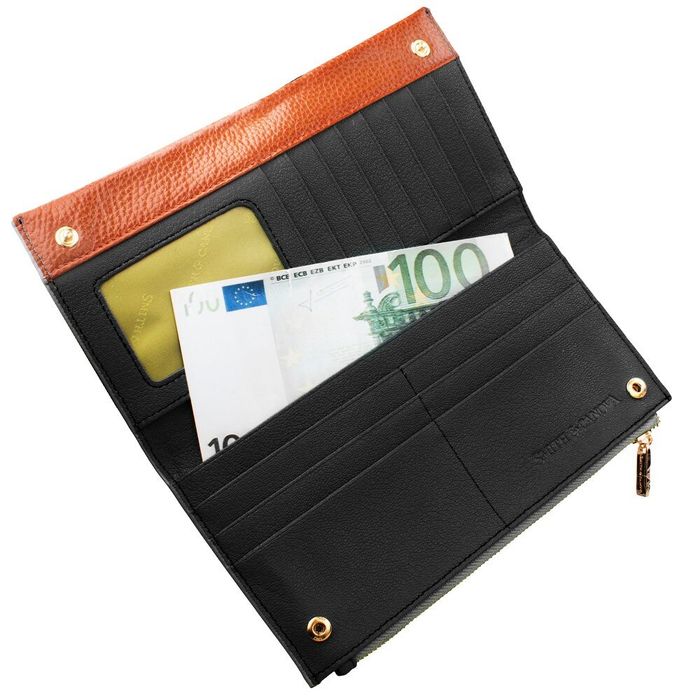 Жіночий шкіряний гаманець SMITH CANOVA FUL-26801-black-tan купити недорого в Ти Купи