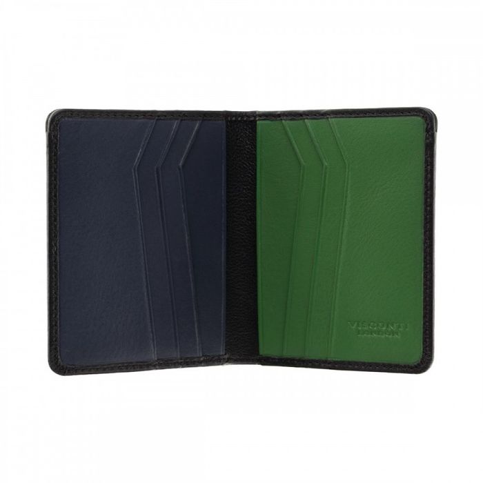 Мужской кожаный кошелек Visconti FN70 Lark (Black/Cobalt Blue/Green) купить недорого в Ты Купи