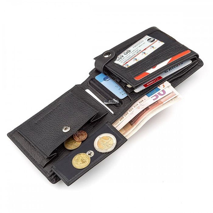 Чоловічий шкіряний гаманець ST Leather 18326 (ST108) Темно-синій купити недорого в Ти Купи