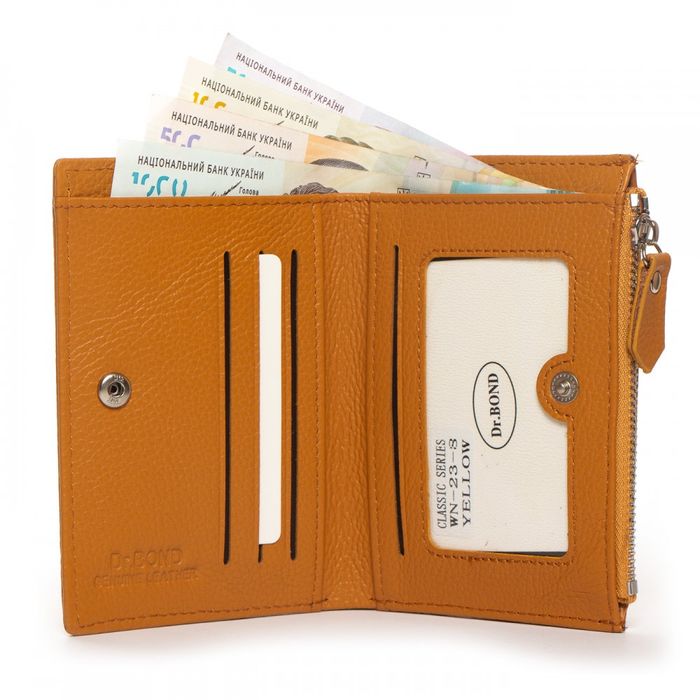 Шкіряний жіночий гаманець Classik DR. BOND WN-23-8 yellow купити недорого в Ти Купи