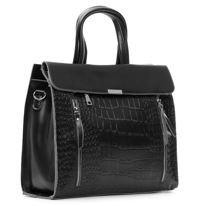 Женская кожаная сумка классическая ALEX RAI 5052 black croco купить недорого в Ты Купи