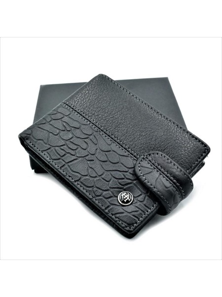 Чоловічий шкіряний гаманець Weatro 11 х 8,5 х 2,5 см Чорний wtro-168-L42ND купити недорого в Ти Купи