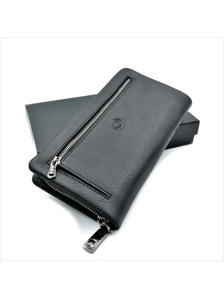 Чоловічий шкіряний клатч-гаманець Weatro 21,5 х 11,5 х 3,5 см Чорний wtro-1-162-99А купити недорого в Ти Купи