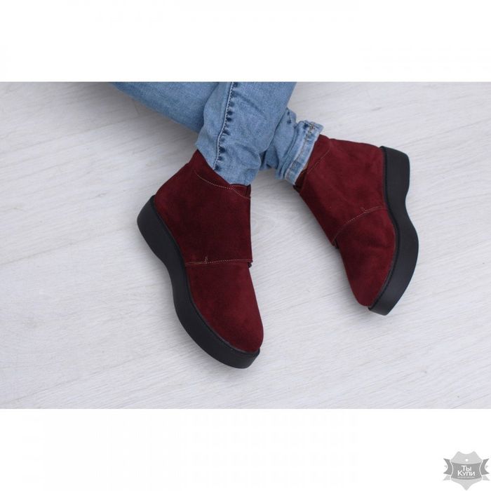Женские замшевые бордовые ботинки Villomi 0515-13б купить недорого в Ты Купи