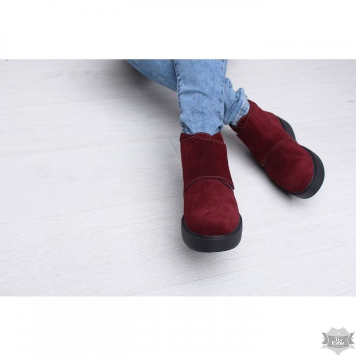 Женские замшевые бордовые ботинки Villomi 0515-13б купить недорого в Ты Купи