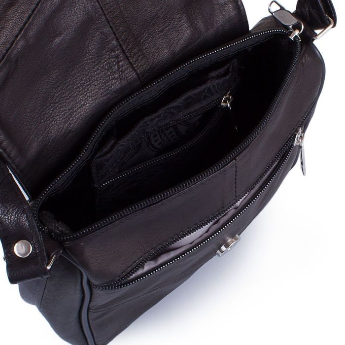 Женская кожаная чёрная сумка-мессенджер TUNONA SK2410-2 купить недорого в Ты Купи