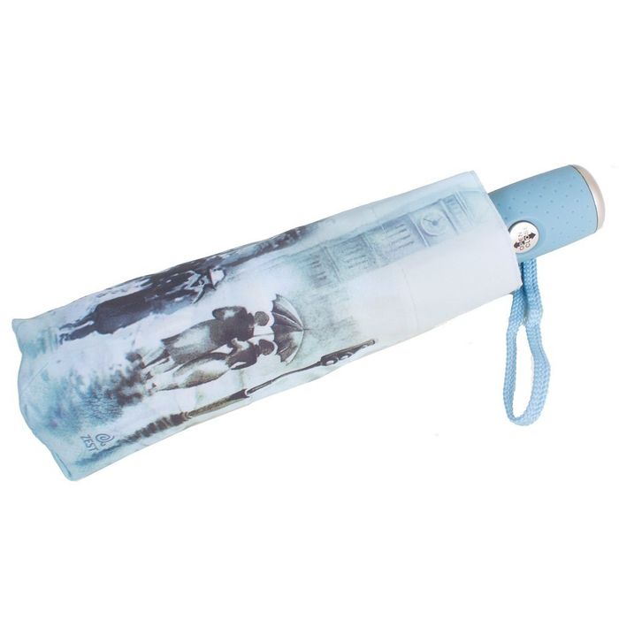 Жіночий блакитний стильний парасолька автомат з малюнком ZEST купити недорого в Ти Купи