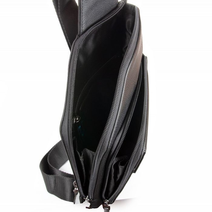 Чоловіча шкіряна сумка слінг BRETTON 5601-5 black купити недорого в Ти Купи