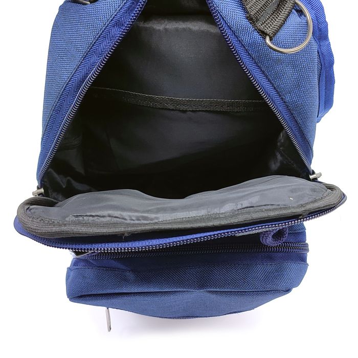 Мужская синяя сумка слинг из ткани cno-16-1 купить недорого в Ты Купи