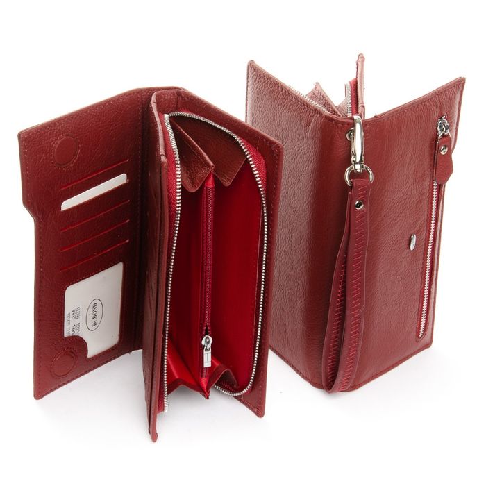 Кожаный женский кошелек Classic DR.BOND WMB-2M dark-red купить недорого в Ты Купи