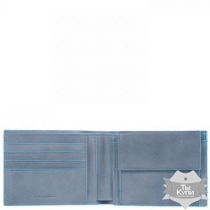 Сіре шкіряне чоловіче портмоне Piquadro Blue Square (PU257B2_BGR) купити недорого в Ти Купи
