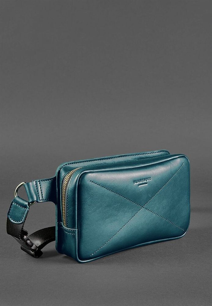 Жіноча шкіряна поясна сумка BlankNote Dropbag Maxi зелена Krast BN-BAG-20-MALACHITE купити недорого в Ти Купи
