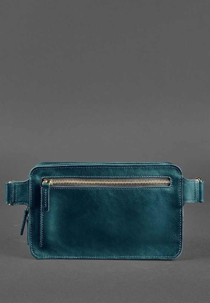 Жіноча шкіряна поясна сумка BlankNote Dropbag Maxi зелена Krast BN-BAG-20-MALACHITE купити недорого в Ти Купи