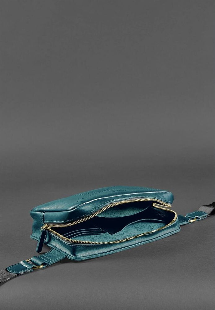 Женская кожаная поясная сумка BlankNote Dropbag Maxi зеленая Krast BN-BAG-20-MALACHITE купить недорого в Ты Купи