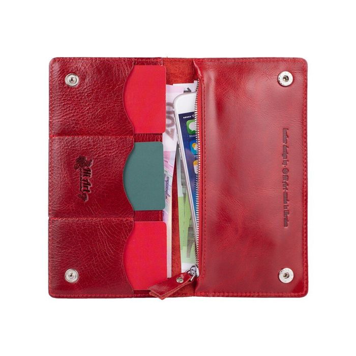 Кожаный бумажник Hi Art WP-05 Mehendi Classic красный Красный купить недорого в Ты Купи