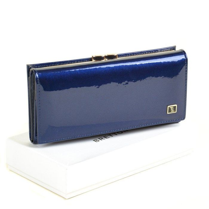 Шкіряний лакований гаманець Bretton W1 dark-blue купити недорого в Ти Купи