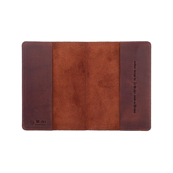 Кожаная коричневая обложка на паспорт HiArt PC-01 Original Коричневый купить недорого в Ты Купи