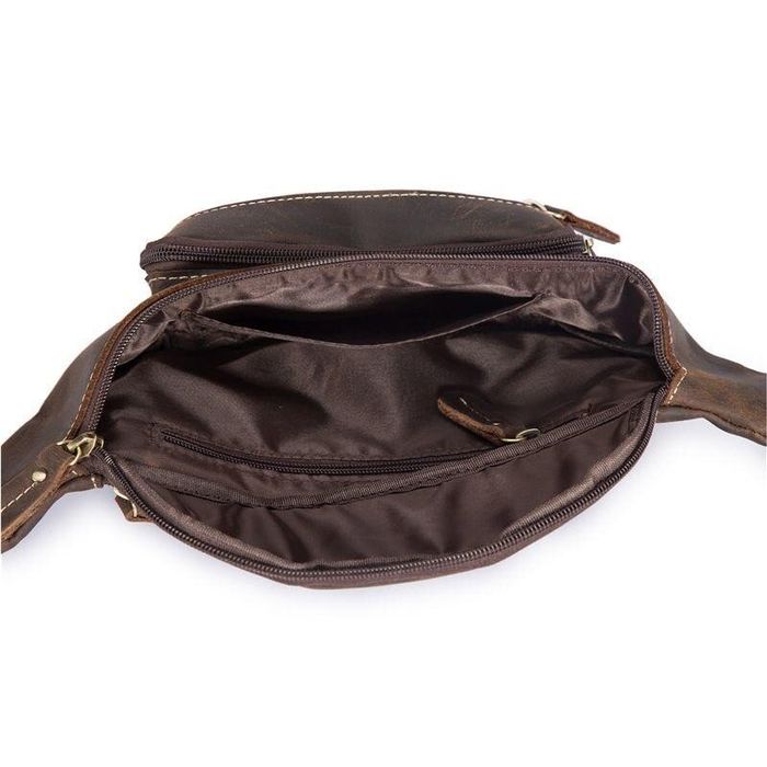 Кожаная темно-коричневая сумка на пояс Bexhill bx9415 купить недорого в Ты Купи