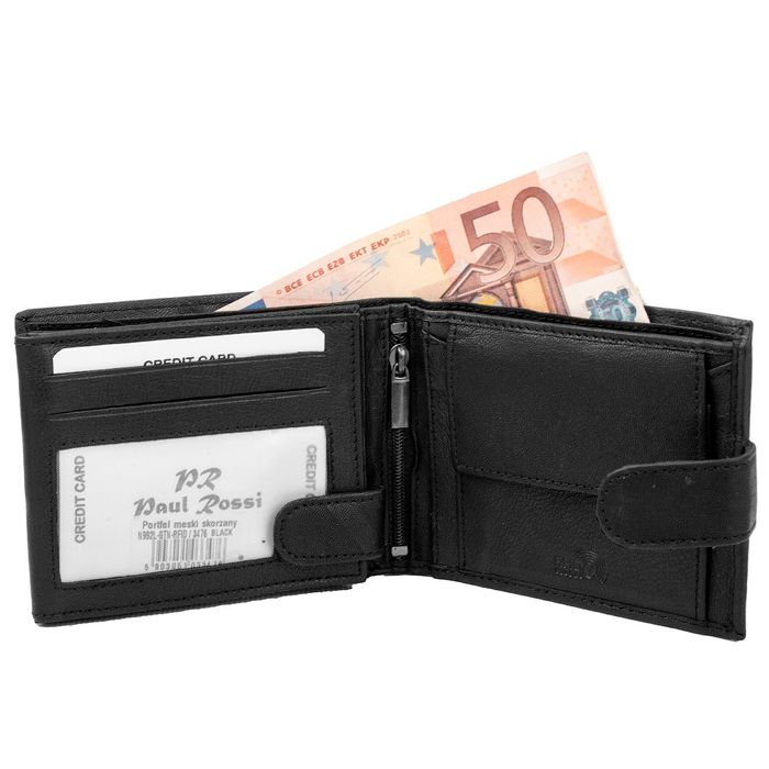 Мужской кожаный кошелек PAUL ROSSI DNKN992L-GTN-black купить недорого в Ты Купи