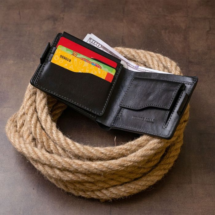 Мужское портмоне из натуральной кожи Amico GRANDE PELLE 11320 Черное купить недорого в Ты Купи