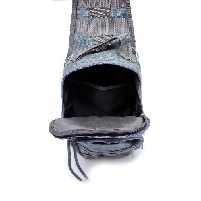 Мужская серая сумка слинг из ткани cno-15-1  купить недорого в Ты Купи