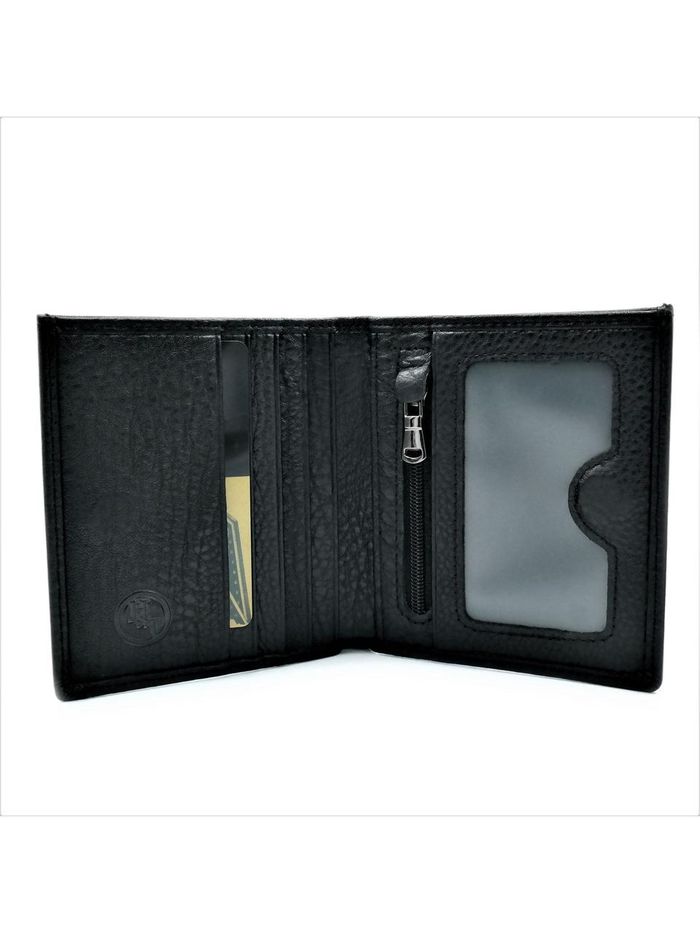 Чоловічий шкіряний гаманець Weatro 11 х 9,5 х 2 см Чорний wtro-508 купить недорого в Ты Купи