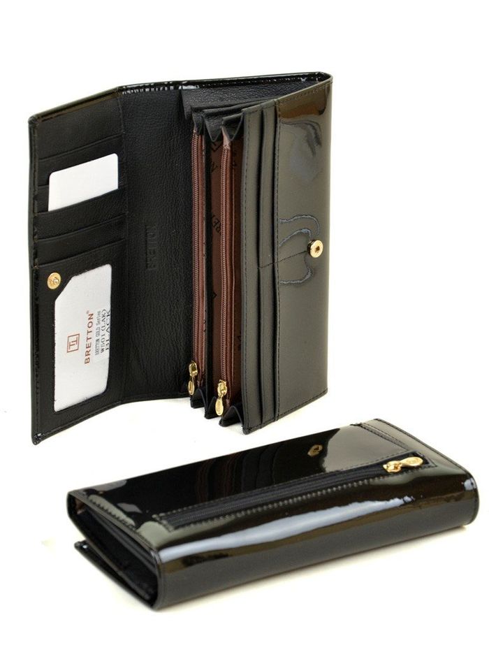 Женский кожаный черный кошелек Gold Bretton W501 black купить недорого в Ты Купи