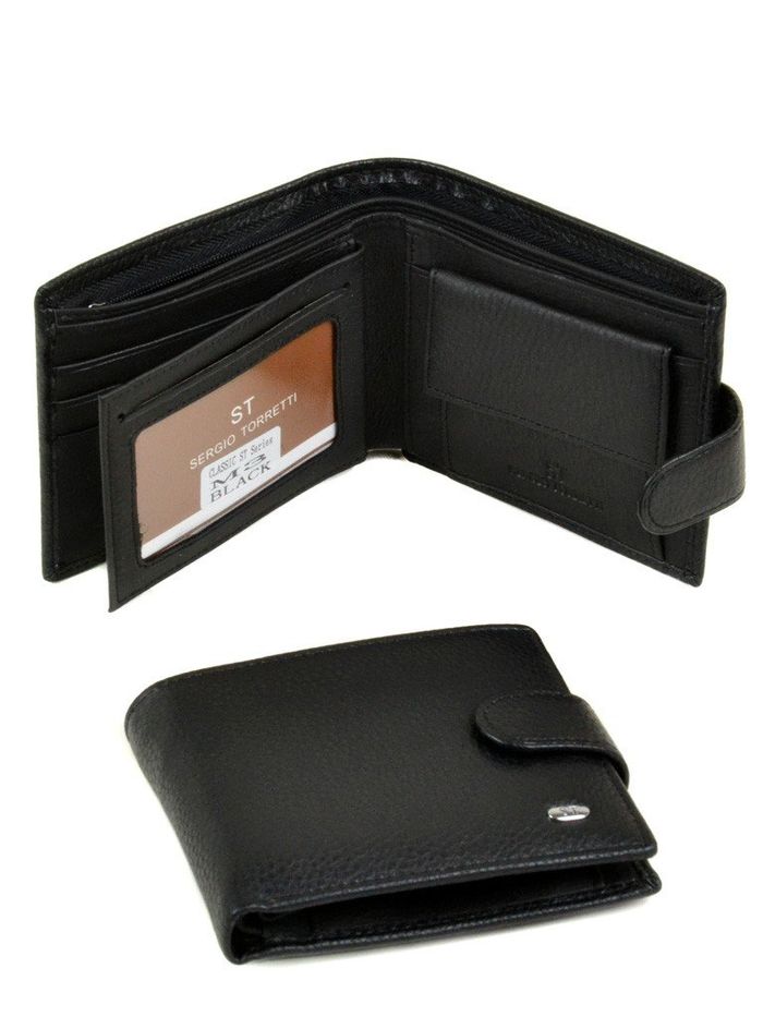 Мужской черный кошелек из искусственной кожи Sergio Torretti M3 black купить недорого в Ты Купи