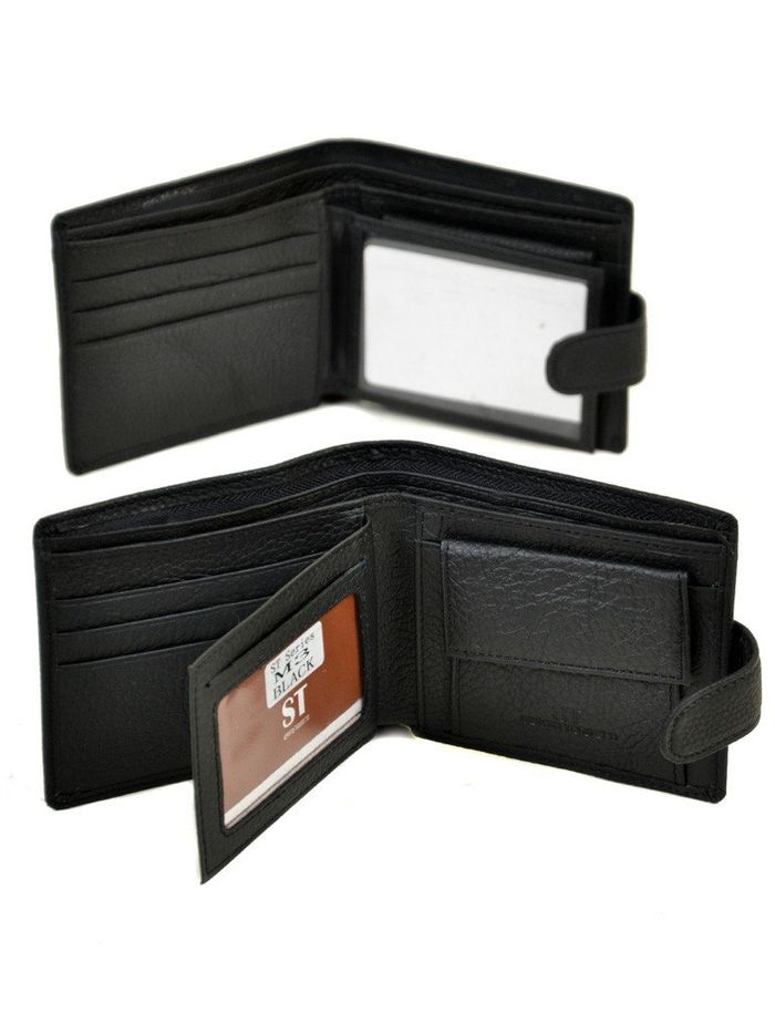 Чоловічий чорний гаманець зі штучної шкіри Sergio Torretti M3 black купити недорого в Ти Купи