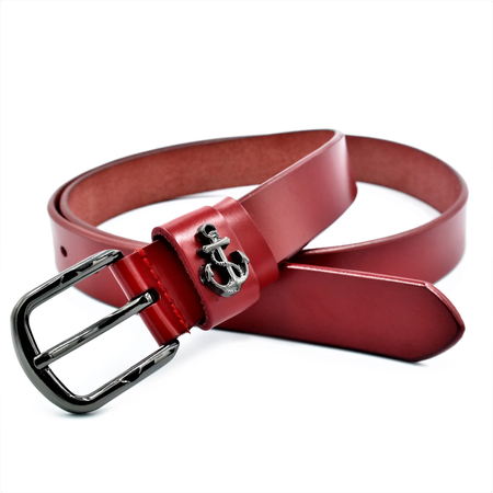 Женский кожаный ремень Le-Mon 110-115 см Красный 0041) купить недорого в Ты Купи