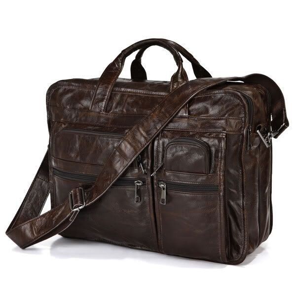 Ділова шкіряна сумка Vintage 14056 Темно-коричневий купити недорого в Ти Купи
