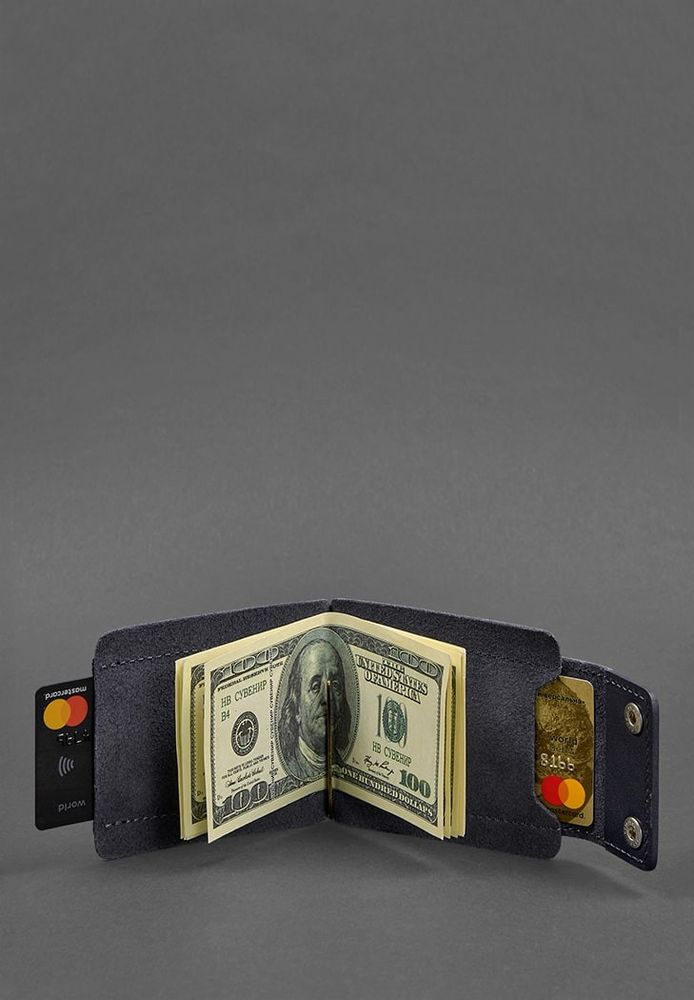 Мужское кожаное портмоне 10.0 зажим для денег темно-синий BN-PM-10-NAVY-BLUE купить недорого в Ты Купи