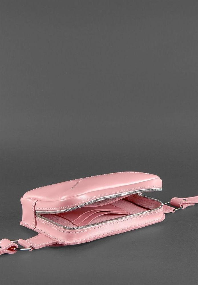 Жіноча шкіряна поясна сумка BlankNote Dropbag Mini рожева BN-BAG-6-PINK-PEACH купити недорого в Ти Купи