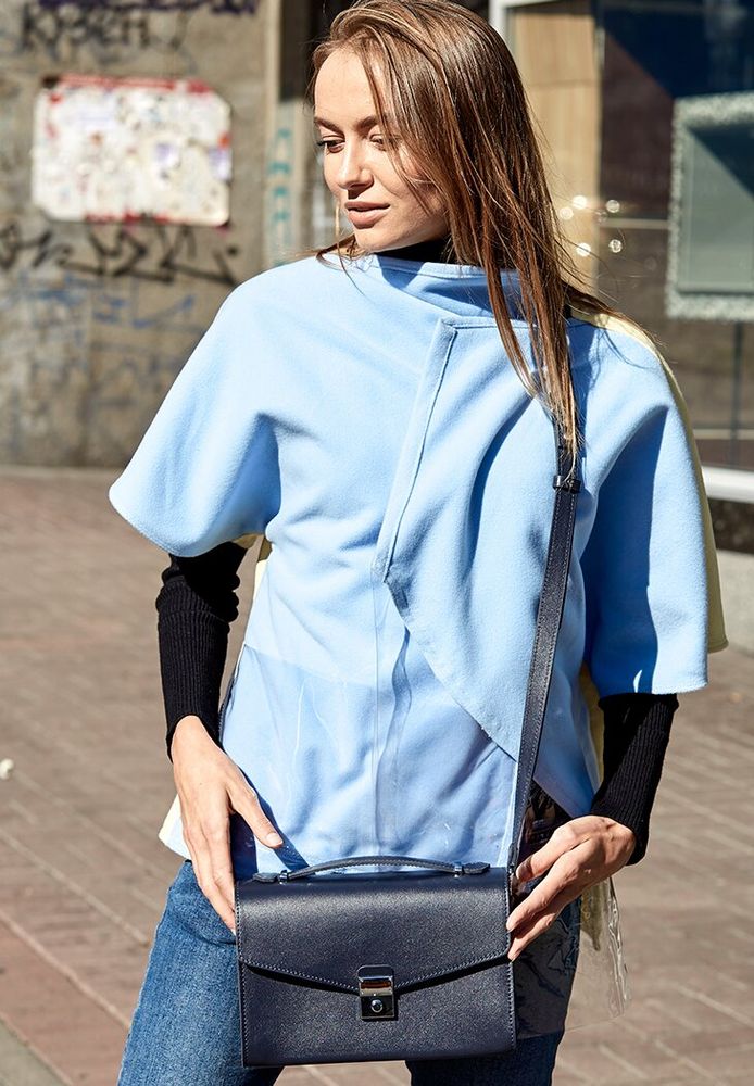Женская кожаная сумка-кроссбоди BlankNote Lola Темно-Синяя (BN-BAG-35-navy-blue) купить недорого в Ты Купи