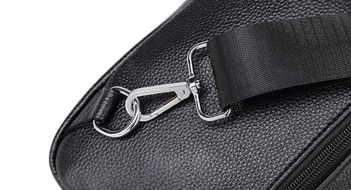 Мужской черный кожаный слинг на плечо Tiding Bag A25F-1922A купить недорого в Ты Купи
