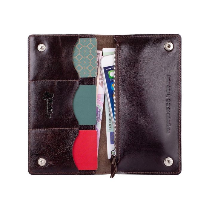 Шкіряний гаманець Hi Art WP-05 Mehendi Classic коричневий Коричневий купити недорого в Ти Купи