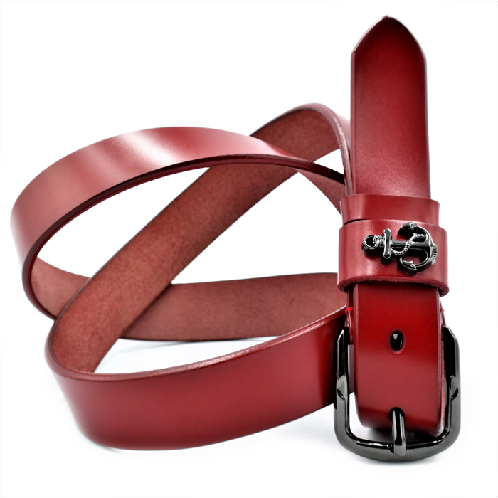 Женский кожаный ремень Le-Mon 110-115 см Красный 0041) купить недорого в Ты Купи