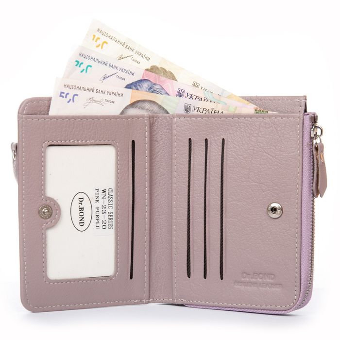 Женский кожаный кошелек Classik DR. BOND WN-23-20 pink-purple купить недорого в Ты Купи