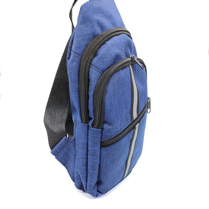 Мужская синяя сумка слинг из ткани Cno-12-21 купить недорого в Ты Купи
