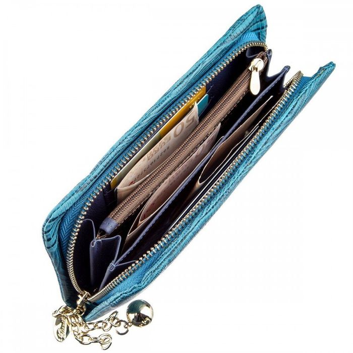 Жіночий шкіряний гаманець Guxilai 18966 Синій купити недорого в Ти Купи