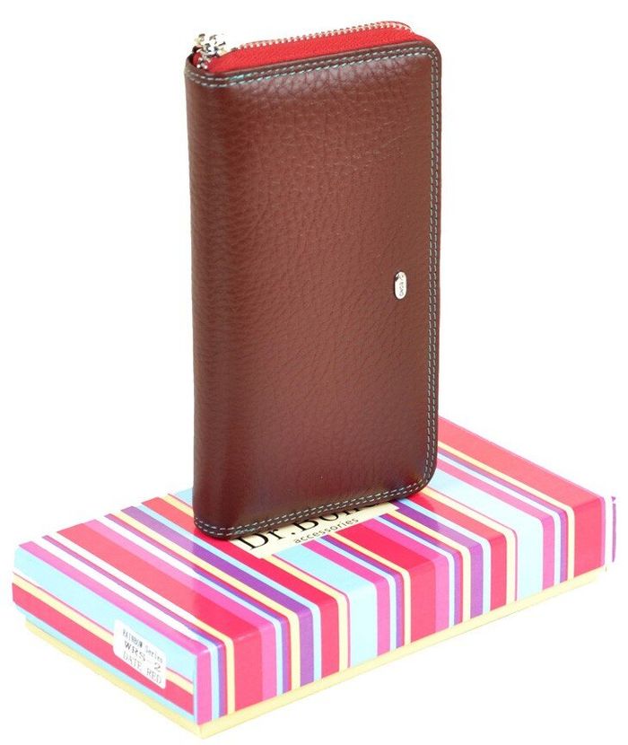 Шкіряний гаманець Rainbow DR. BOND WRS-2 date-red купити недорого в Ти Купи