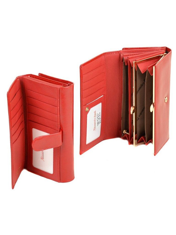 Кожаный кошелек Canarie ALESSANDRO PAOLI W46 red купить недорого в Ты Купи